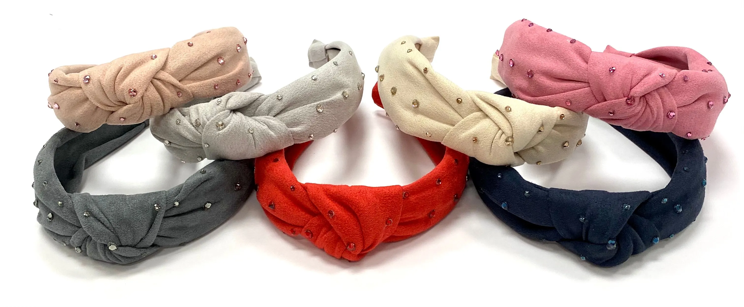 Bari Lynn Suede Twist Knot Headband with Crystals