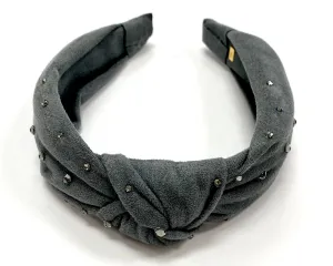 Bari Lynn Suede Twist Knot Headband with Crystals
