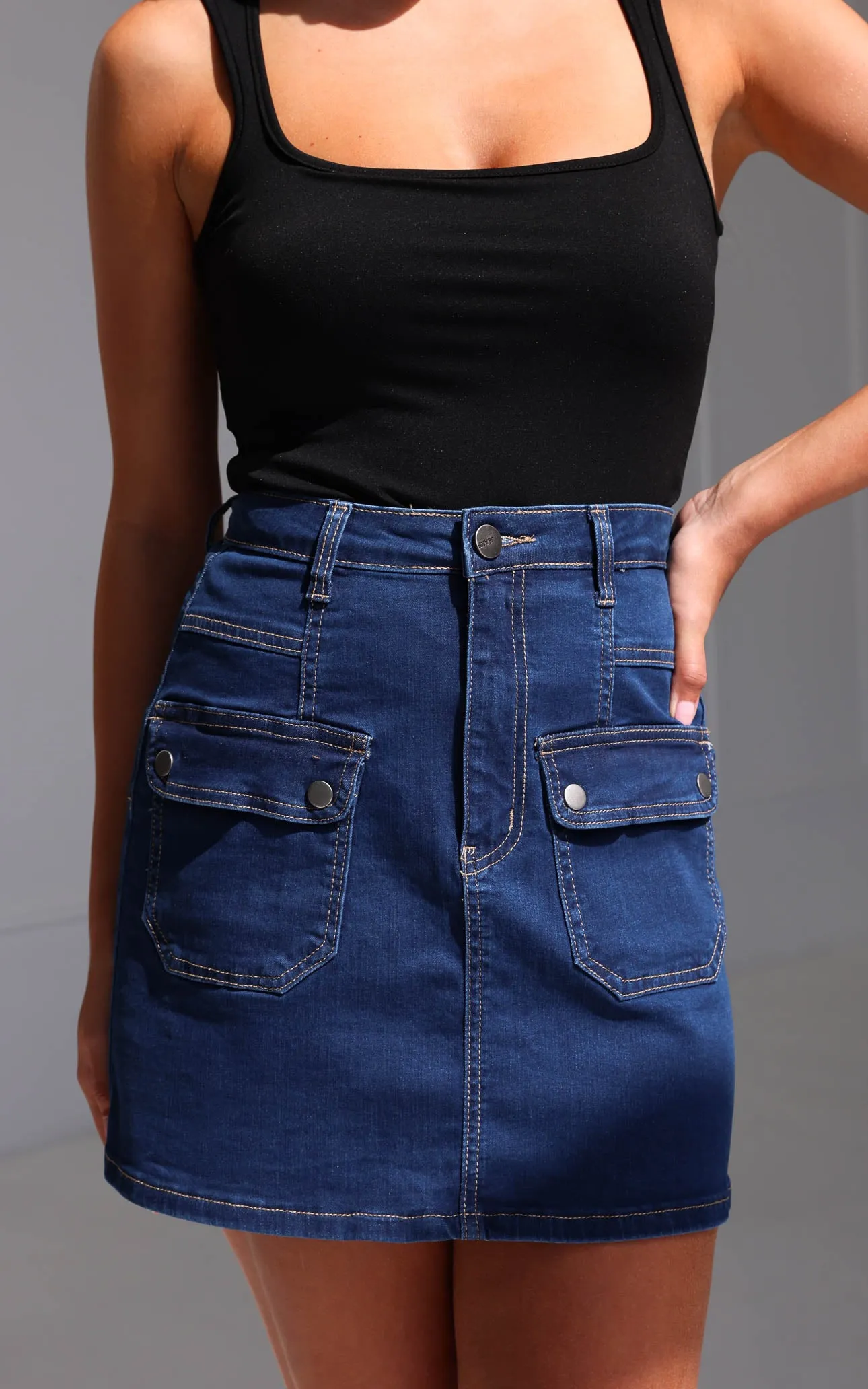 Belmore Denim Mini Skirt - Dark Blue