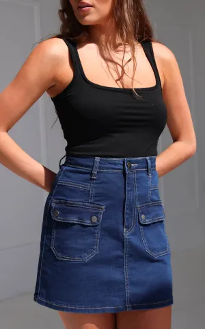 Belmore Denim Mini Skirt - Dark Blue