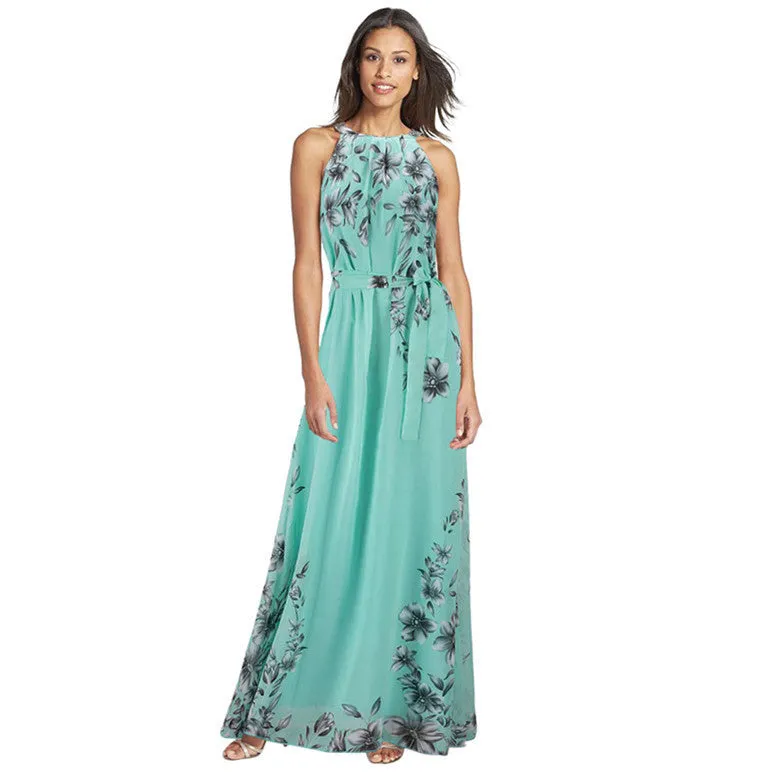 Big Size Fashion Flora Printing Maxi Dresses Long Chiffon Sundresses Fashion Women Summer Style Female Girl Boheminan Dress Y4