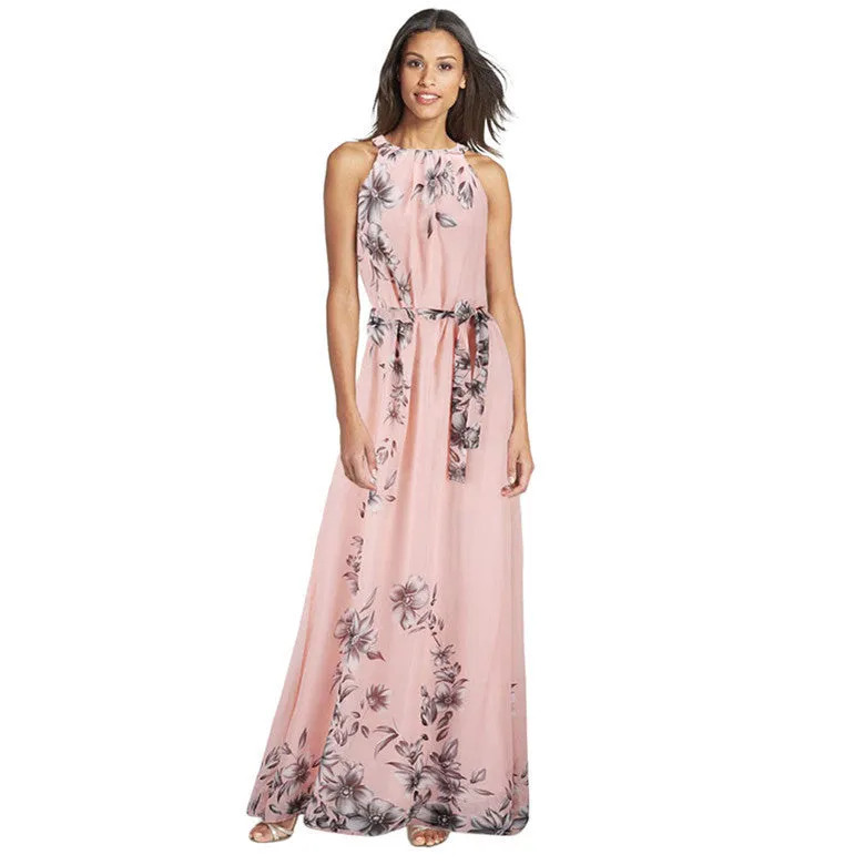Big Size Fashion Flora Printing Maxi Dresses Long Chiffon Sundresses Fashion Women Summer Style Female Girl Boheminan Dress Y4