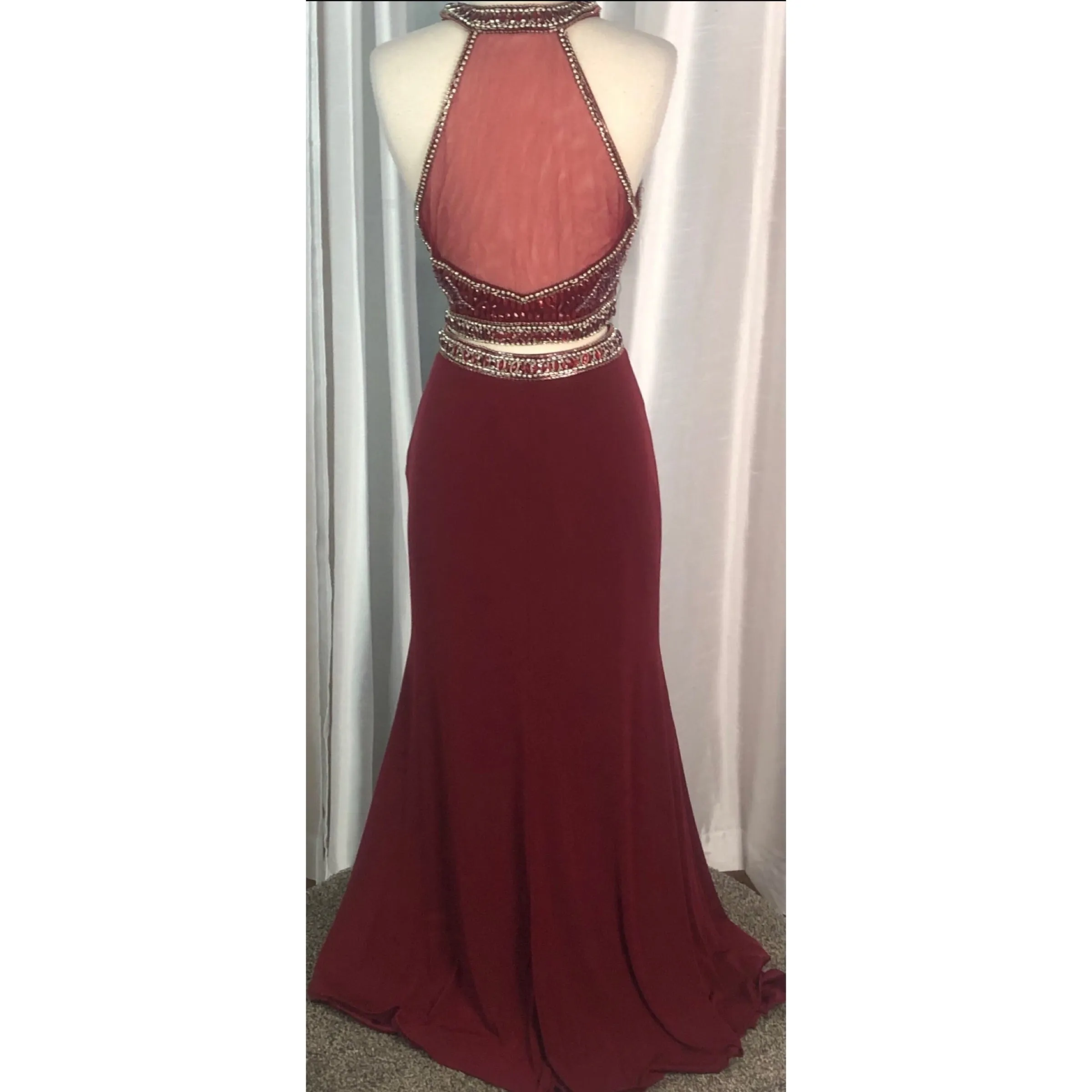 BOUTIQUE Maroon Long Two Piece Dress Size 8