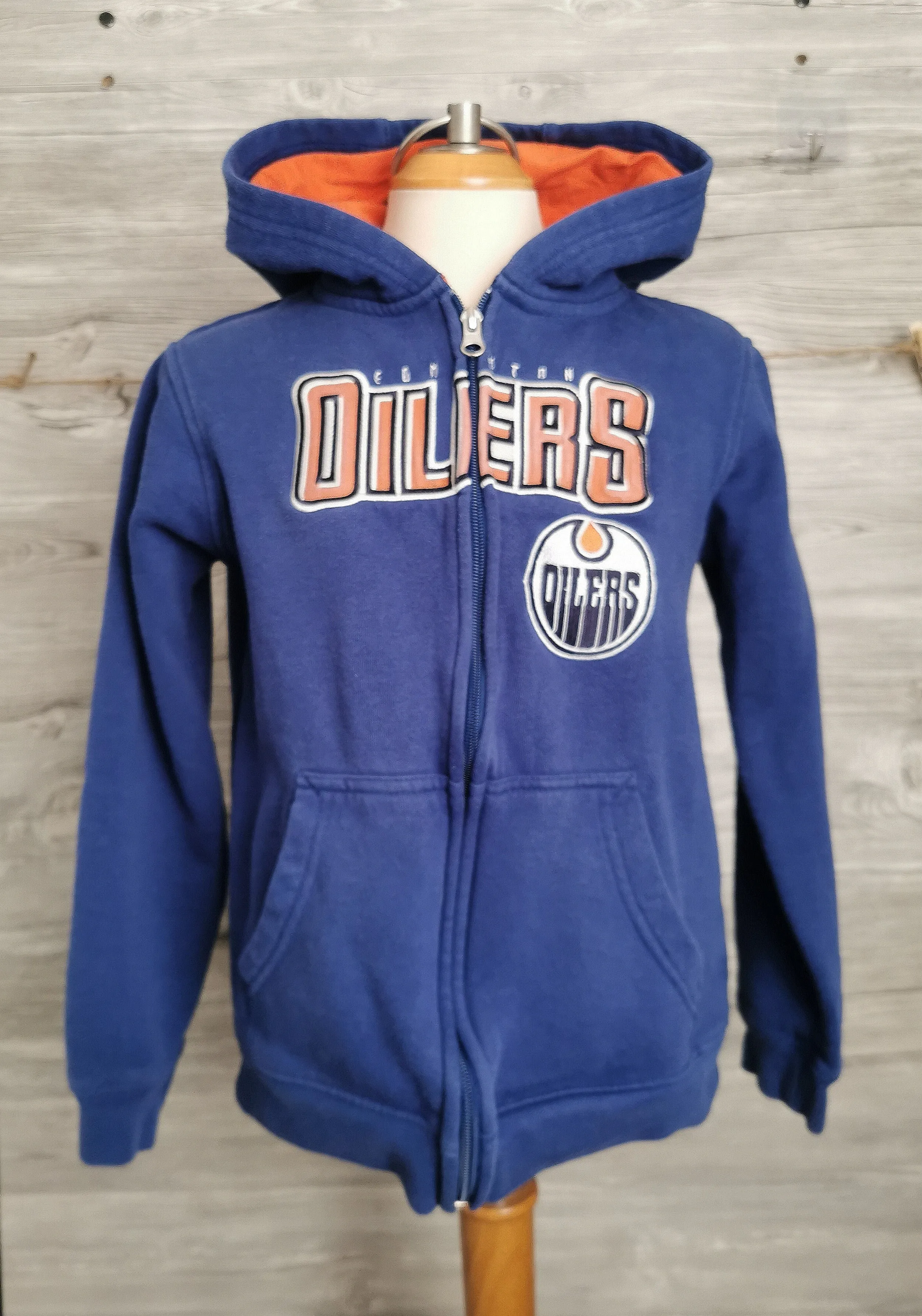 BOY SIZE MEDIUM (10/12 YEARS) - REEBOK Edmonton Oilers Zip Hoodie VGUC B3