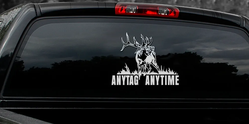 BULL ELK DECAL Titled "Any Tag Any Time" By Upstream Images