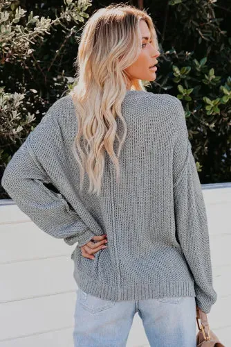 Buttoned Side Split Knit Sweater