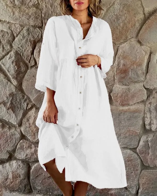Carolina® | Loose Cotton And Linen Shirt Dress