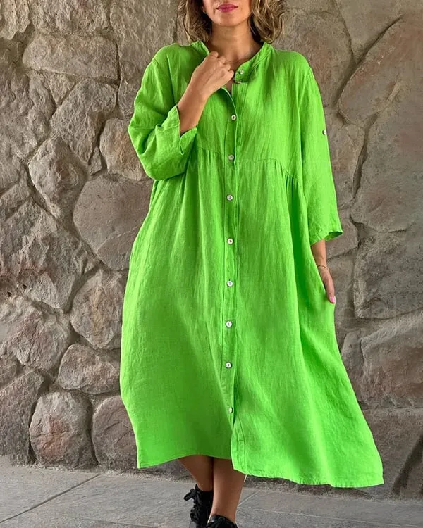Carolina® | Loose Cotton And Linen Shirt Dress