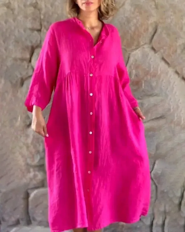 Carolina® | Loose Cotton And Linen Shirt Dress