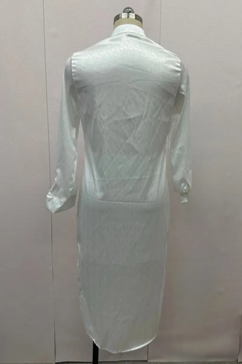 Casual Daily Solid Color Buckle Mandarin Collar A Line Dresses