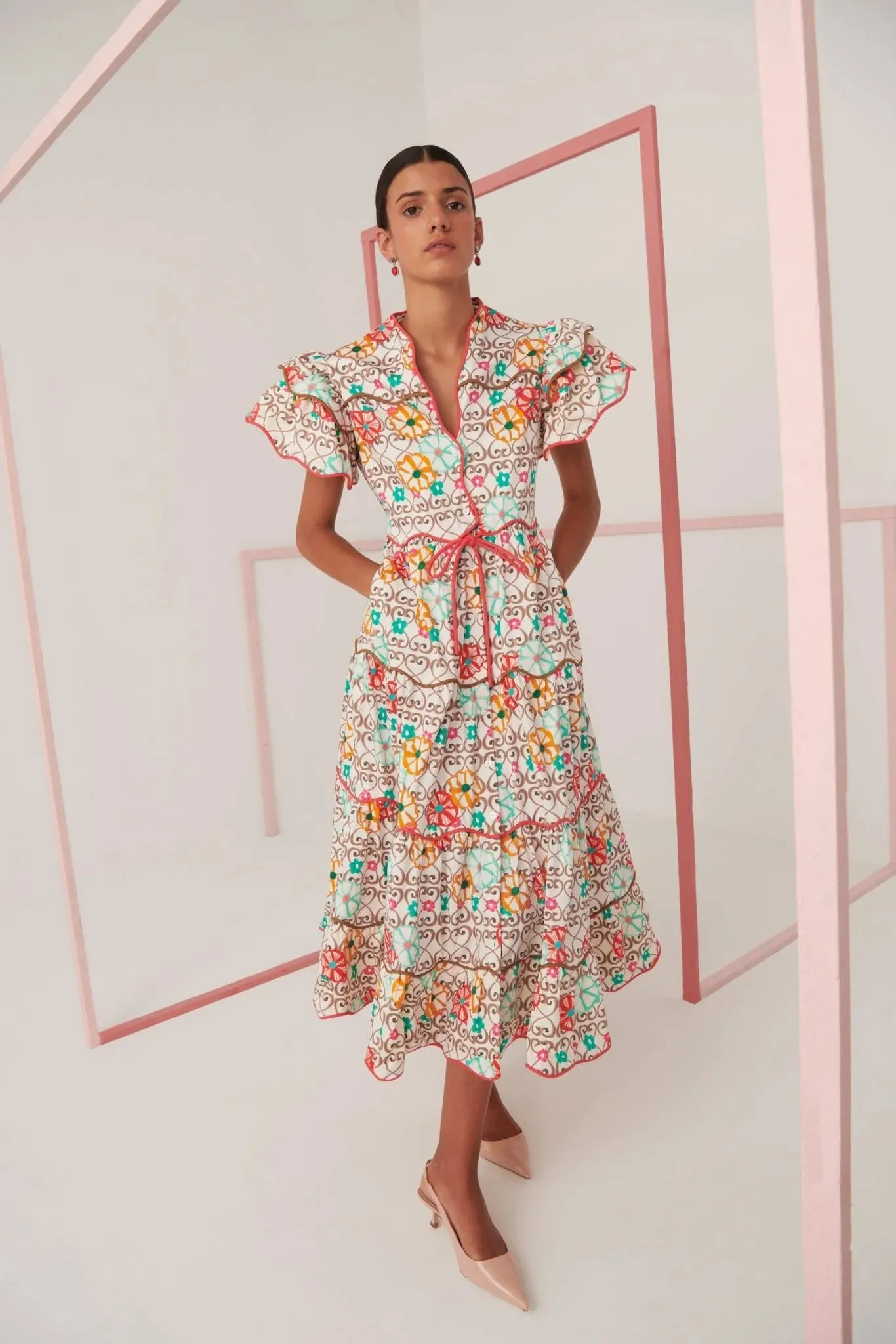 Celia B - Baba Island Print Midi Dress