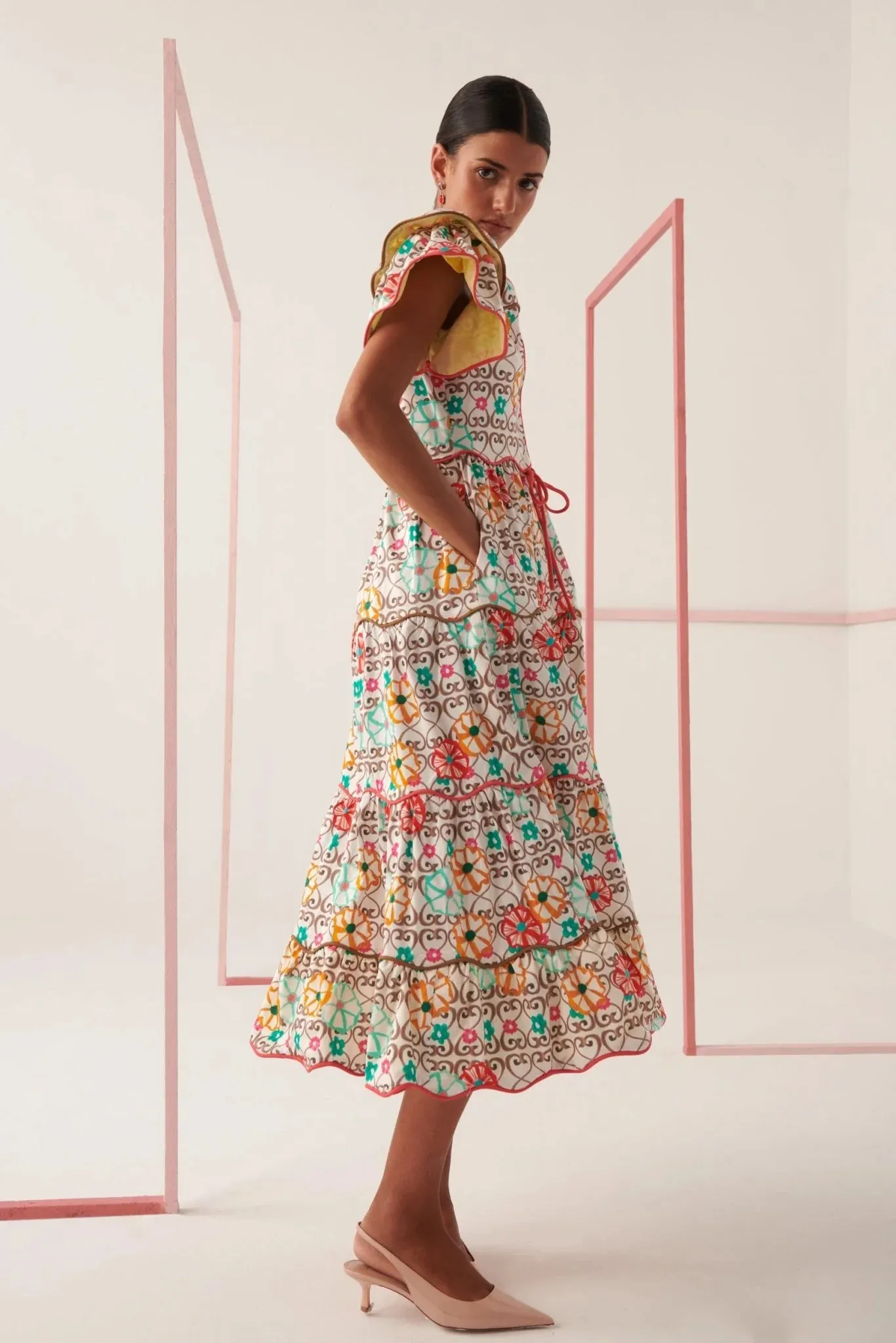 Celia B - Baba Island Print Midi Dress