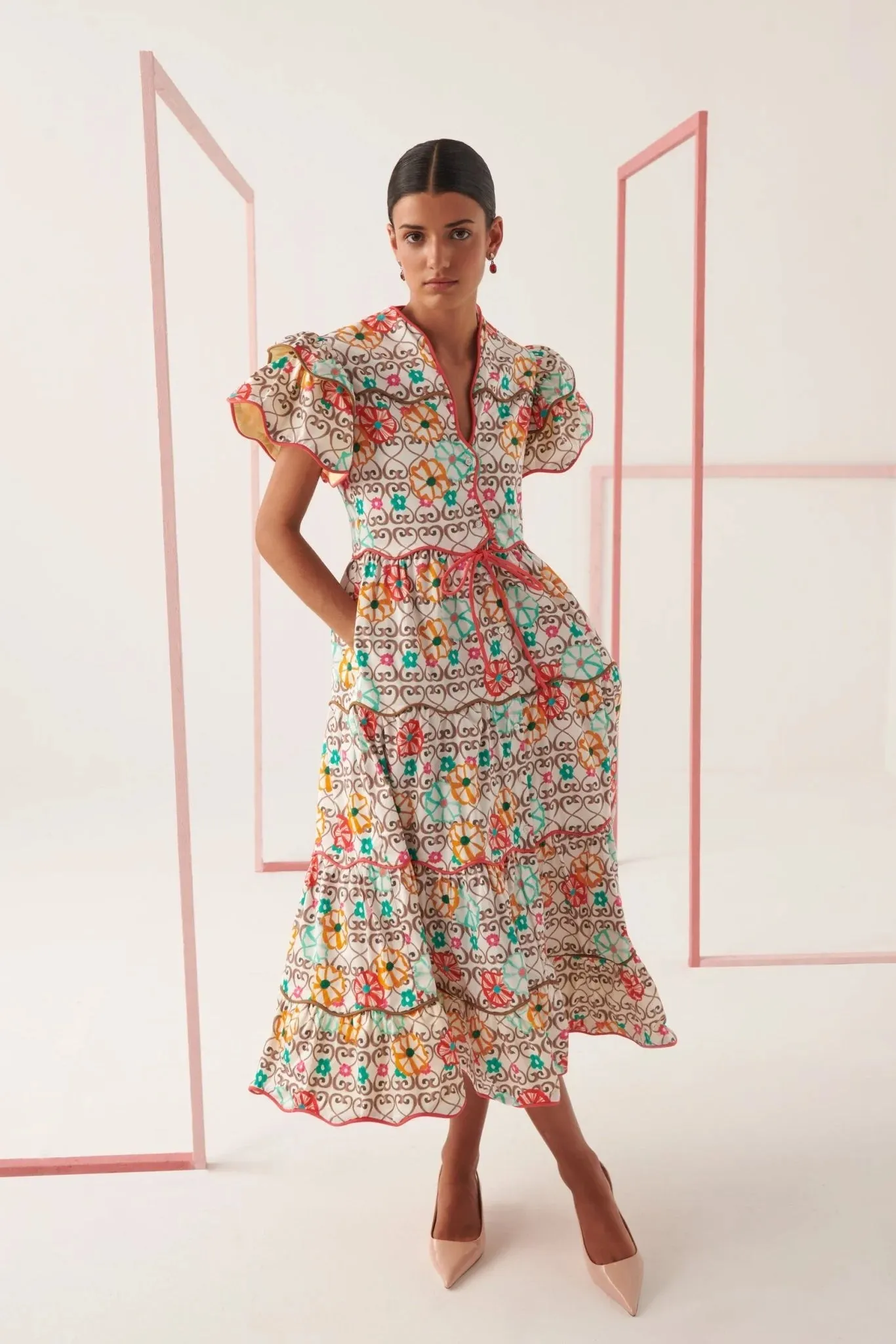 Celia B - Baba Island Print Midi Dress