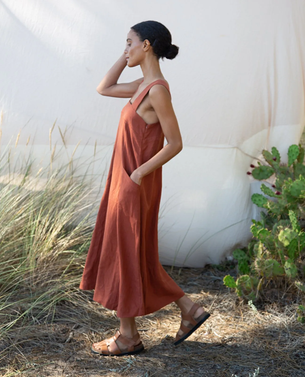 Chantel-May Linen Dress In Paprika