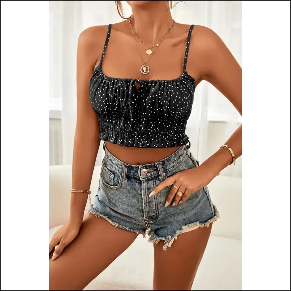 Chic Polka Dot Tied Frill Cami
