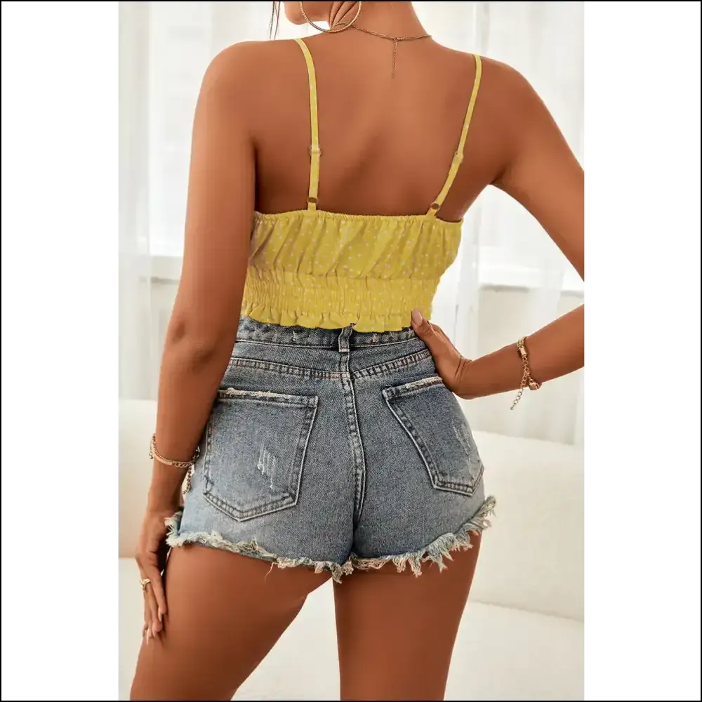 Chic Polka Dot Tied Frill Cami