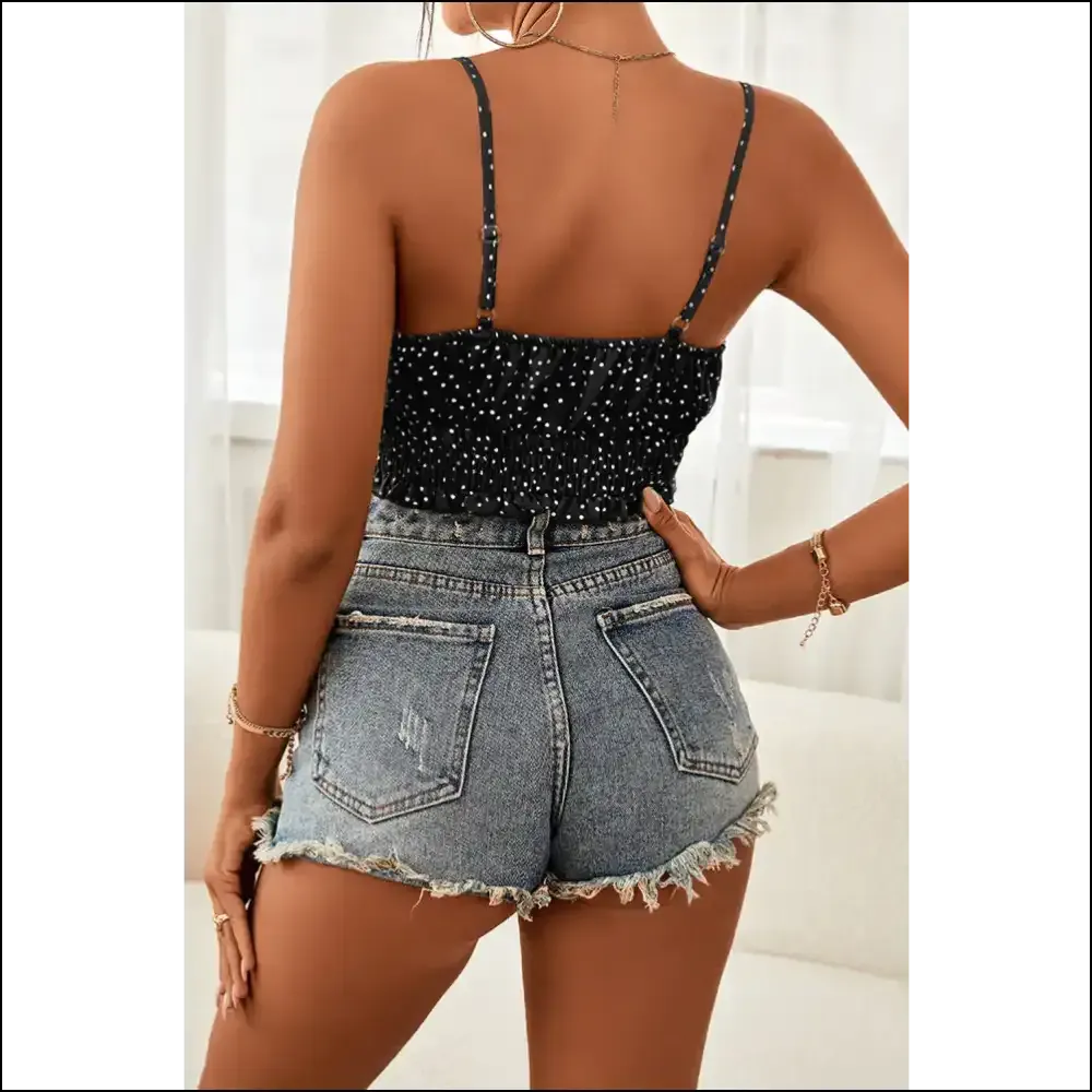 Chic Polka Dot Tied Frill Cami