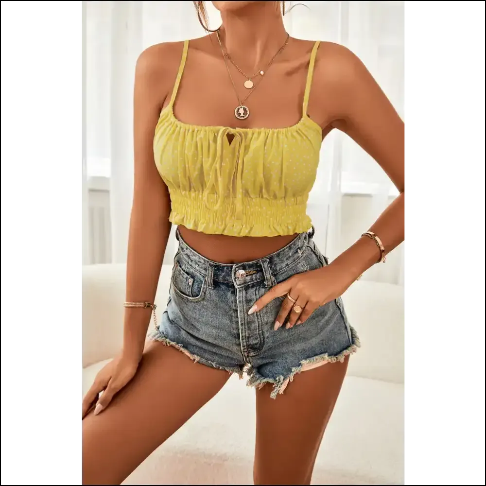 Chic Polka Dot Tied Frill Cami