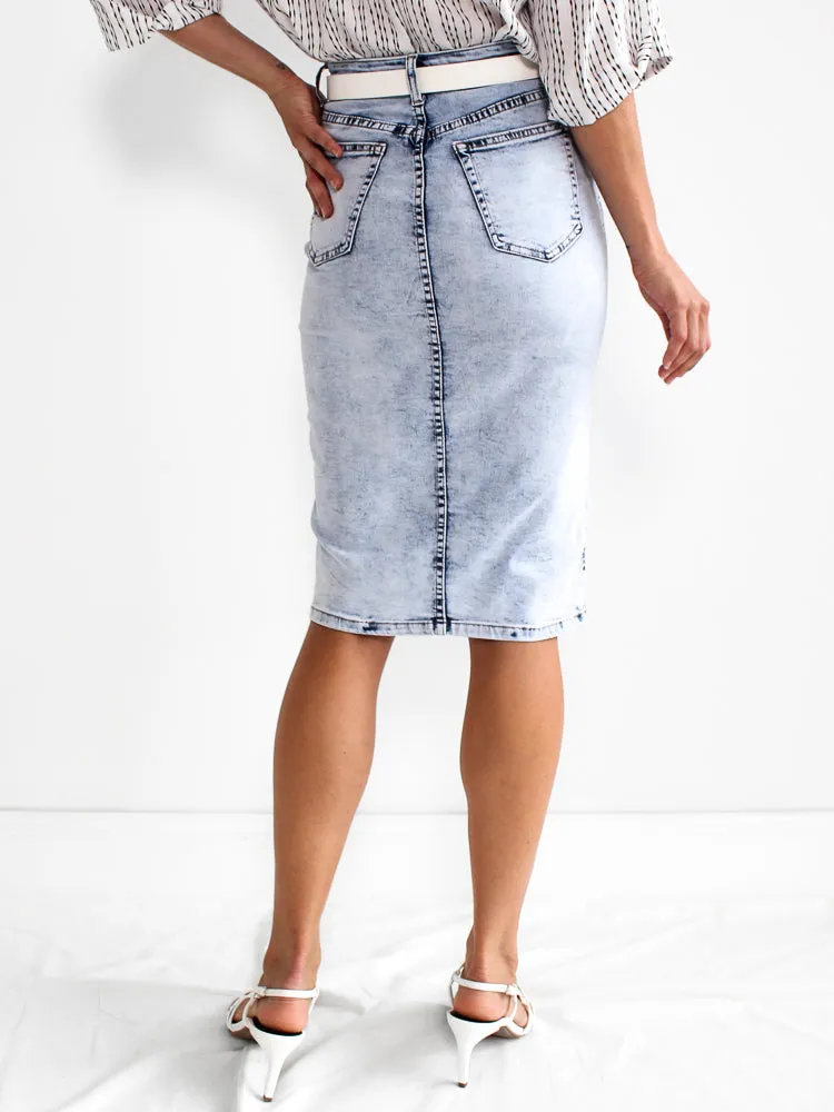 Christina Denim Skirt- Acid Wash
