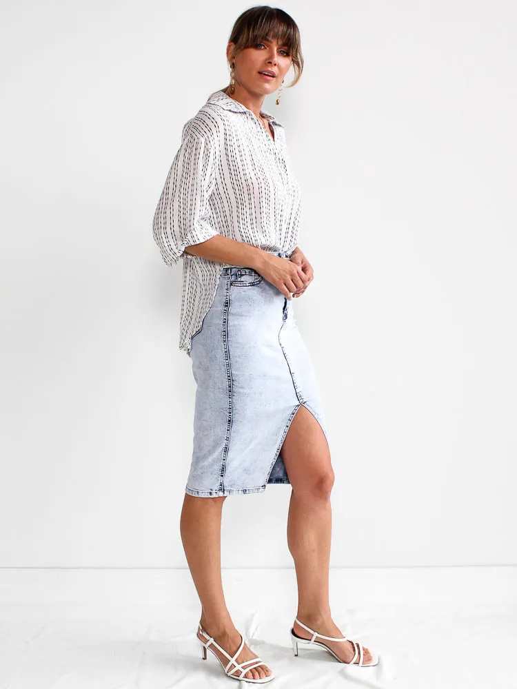 Christina Denim Skirt- Acid Wash