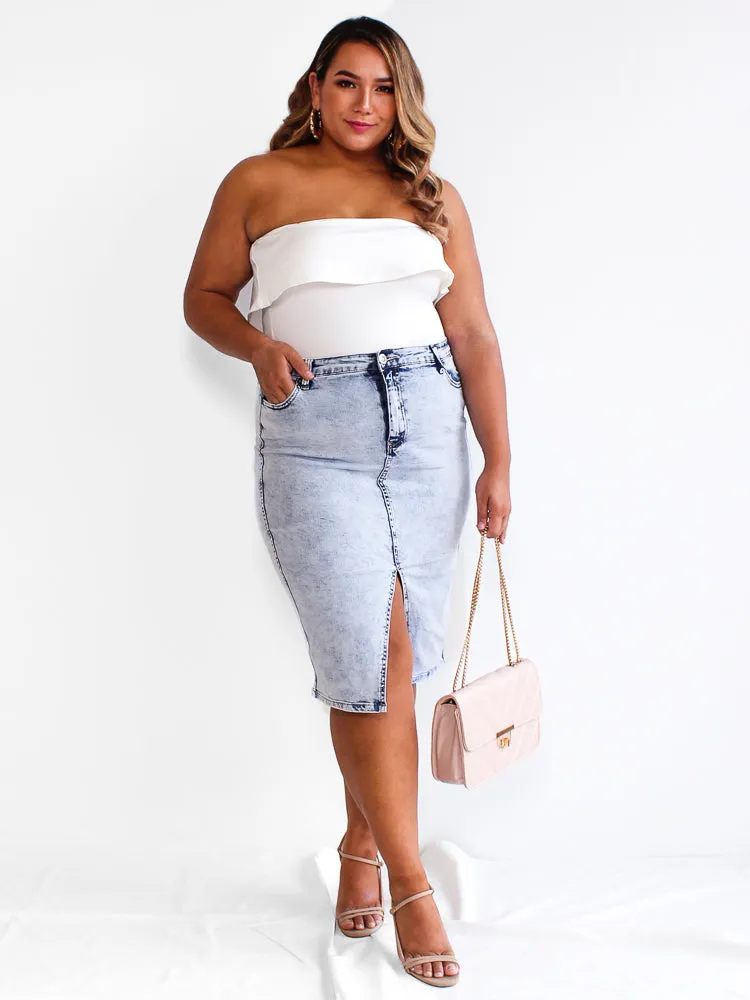 Christina Denim Skirt- Acid Wash