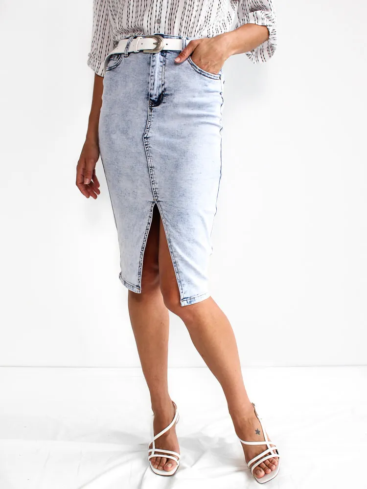 Christina Denim Skirt- Acid Wash