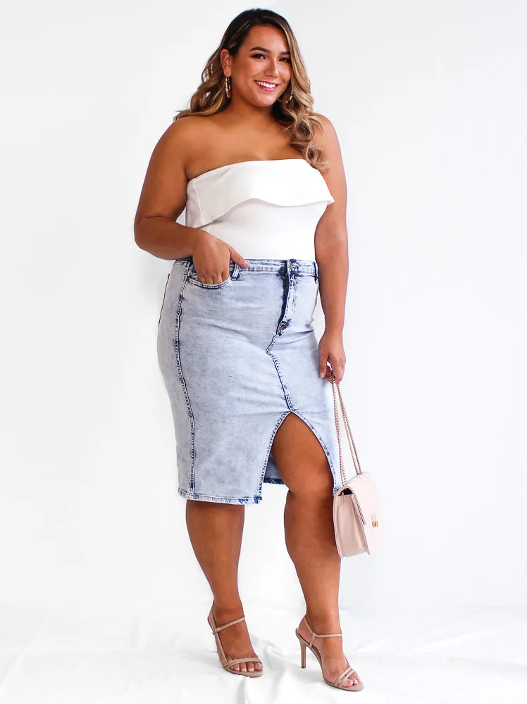Christina Denim Skirt- Acid Wash