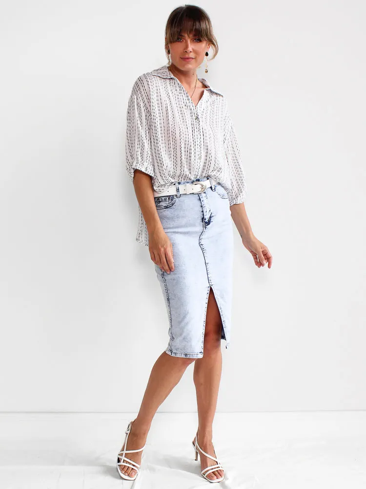 Christina Denim Skirt- Acid Wash