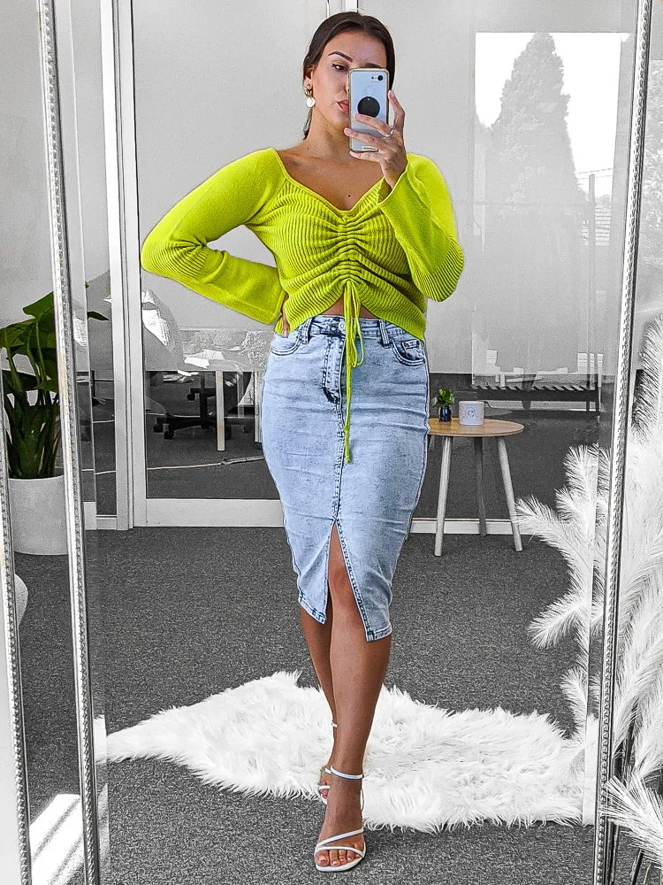 Christina Denim Skirt- Acid Wash