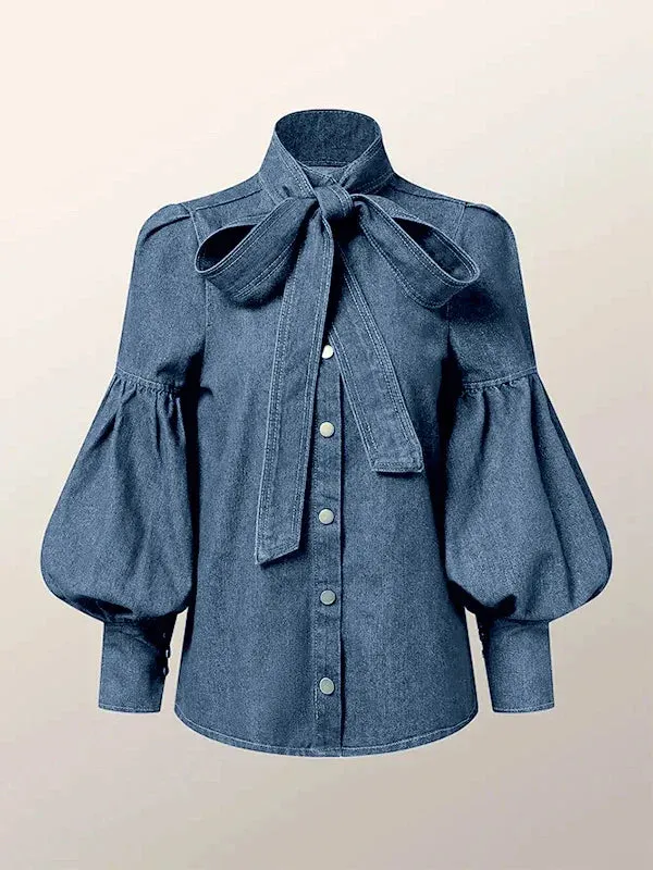 Christy – Puff Denim Blouse