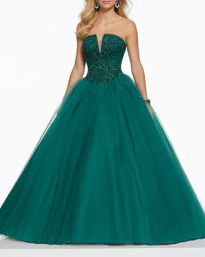 Classic 2019 Prom Dresses Beaded Bodice Deep V-Neck Tulle Prom Dress Ball Gowns