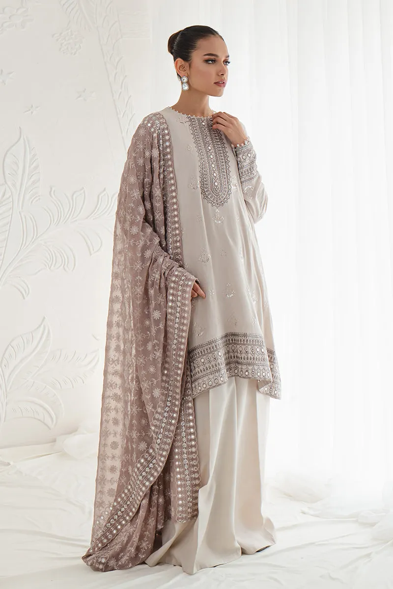 Classic Heavily Embellished Grey Pakistani Salwar Kameez Dupatta