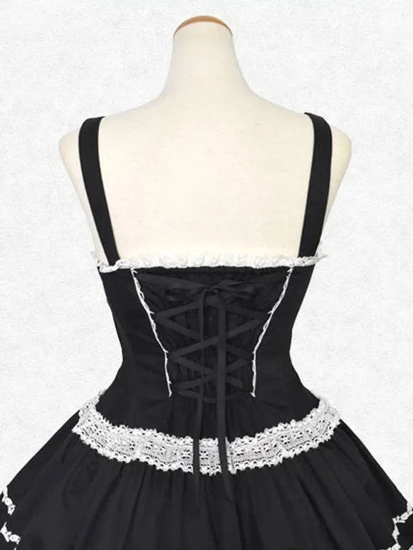Classical Lolita Dress Cotton Sleeveless Classic Lolita Dresses Black White