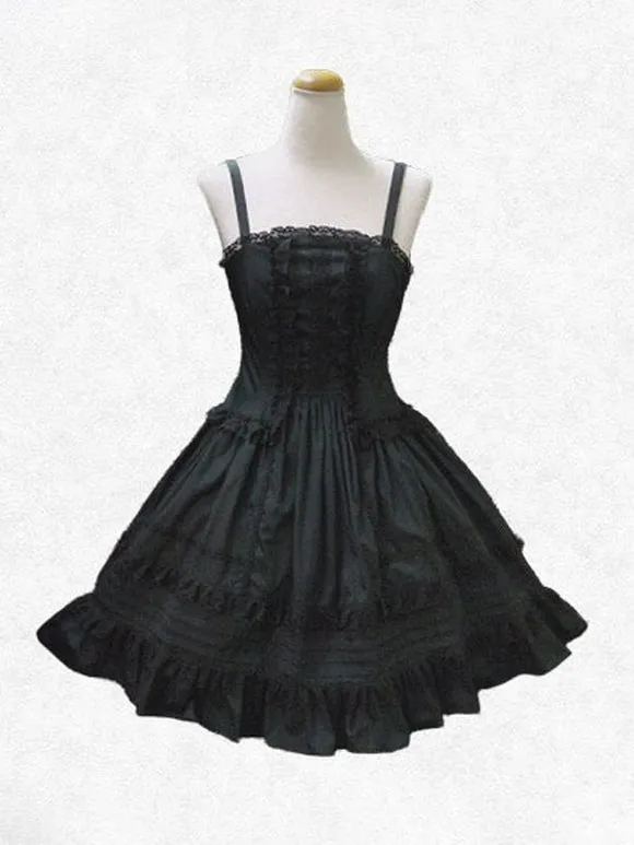 Classical Lolita Dress Cotton Sleeveless Classic Lolita Dresses Black White