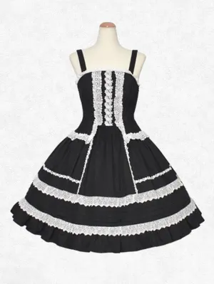 Classical Lolita Dress Cotton Sleeveless Classic Lolita Dresses Black White