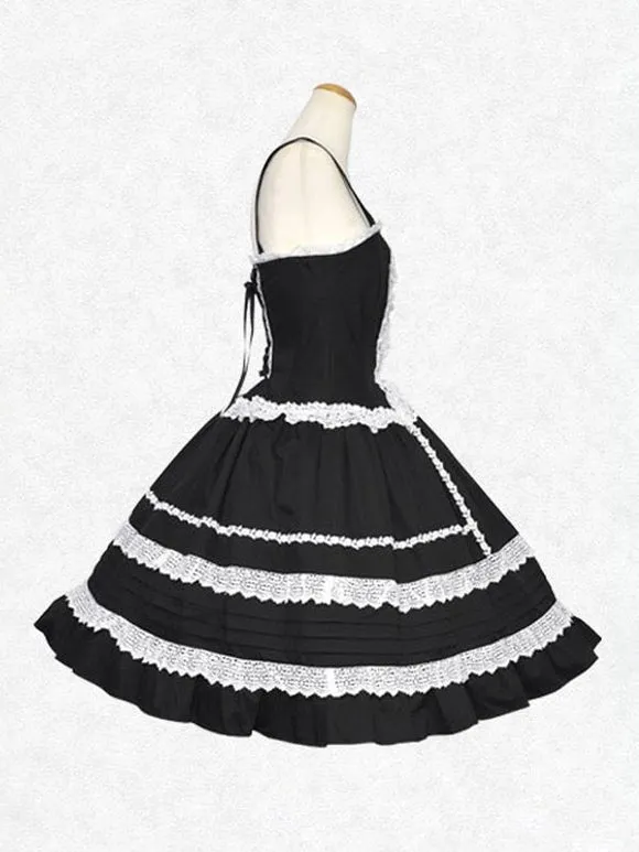 Classical Lolita Dress Cotton Sleeveless Classic Lolita Dresses Black White