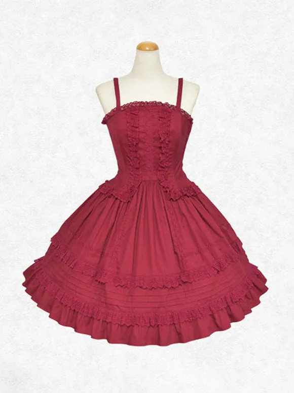 Classical Lolita Dress Cotton Sleeveless Classic Lolita Dresses Black White