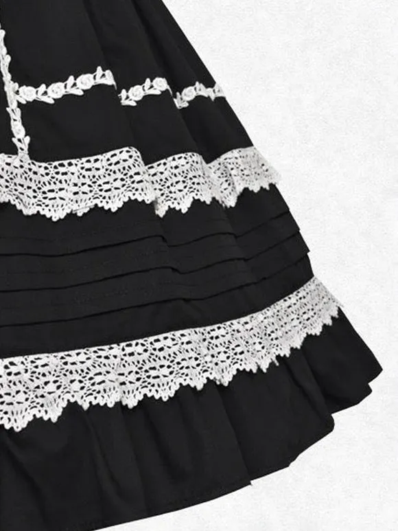 Classical Lolita Dress Cotton Sleeveless Classic Lolita Dresses Black White