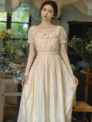 Classical Lolita Dress Polyester Lace Short Sleeves Lolita Dresses Classic Ecru White