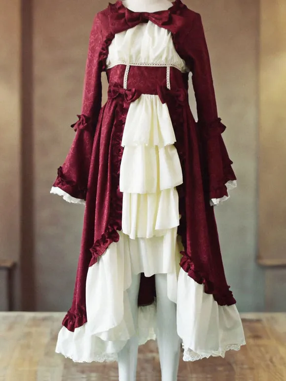 Classical Lolita Dress Polyester Long Sleeves Lolita Dresses Jacquard Classic Dark Green