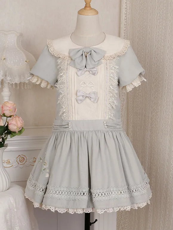 Classical Lolita Dress Polyester Short Sleeves Classic Lolita Dresses Burgundy