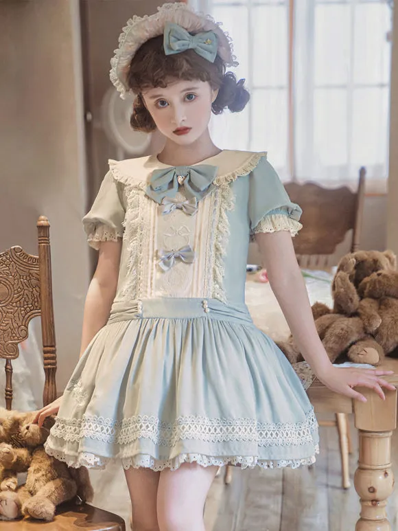 Classical Lolita Dress Polyester Short Sleeves Classic Lolita Dresses Burgundy