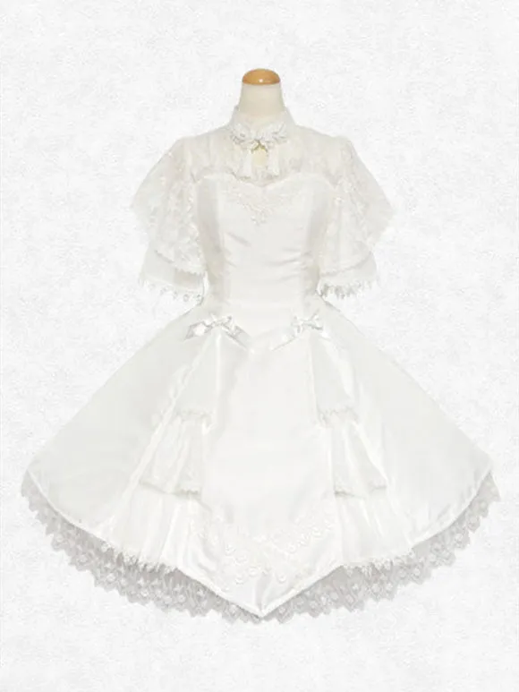 Classical Lolita Dress Polyester Short Sleeves Lolita Dresses Classic Black