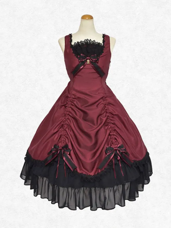 Classical Lolita Dress Polyester Sleeveless Lolita Dresses Classic Black