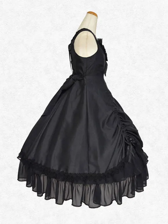 Classical Lolita Dress Polyester Sleeveless Lolita Dresses Classic Black