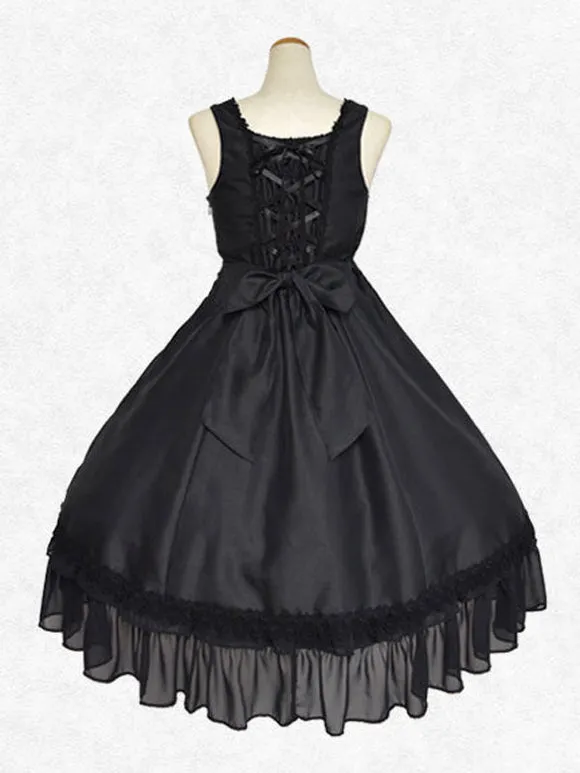 Classical Lolita Dress Polyester Sleeveless Lolita Dresses Classic Black