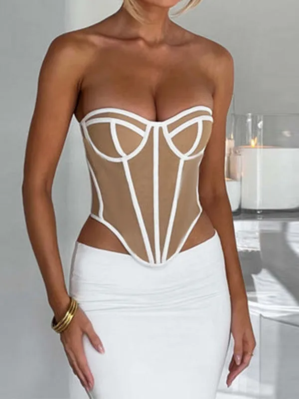 Contrast Y2k corset top with irregular hem
