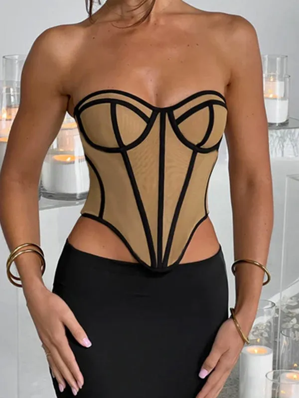 Contrast Y2k corset top with irregular hem
