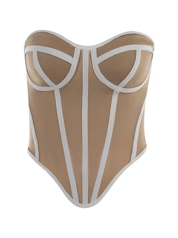 Contrast Y2k corset top with irregular hem