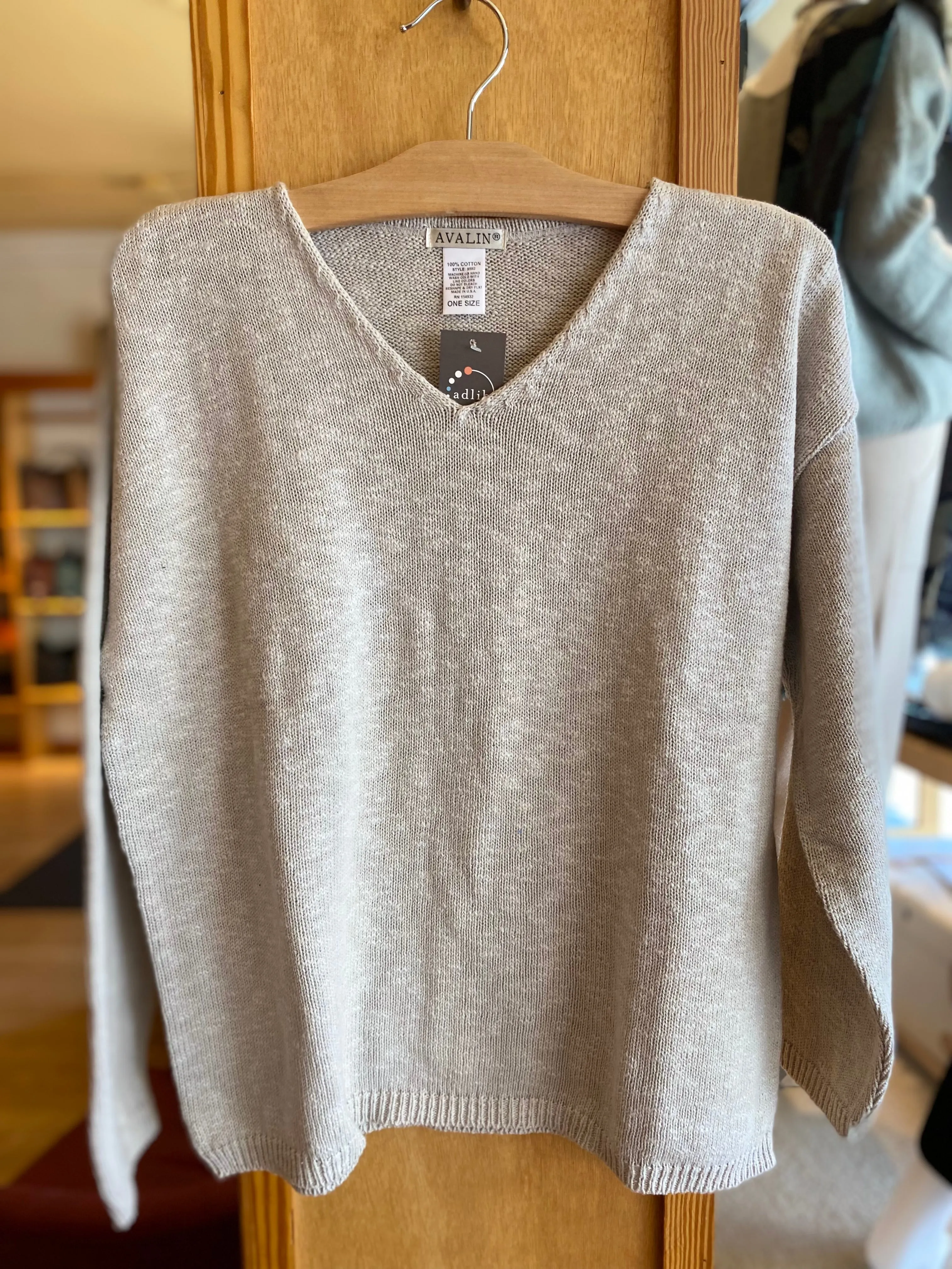 Cotton Crop V Neck Sweater